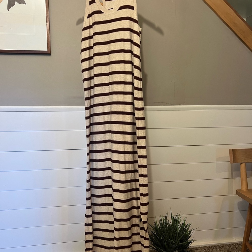 French Sailor Breton Stripe Knit Maxi Dress
